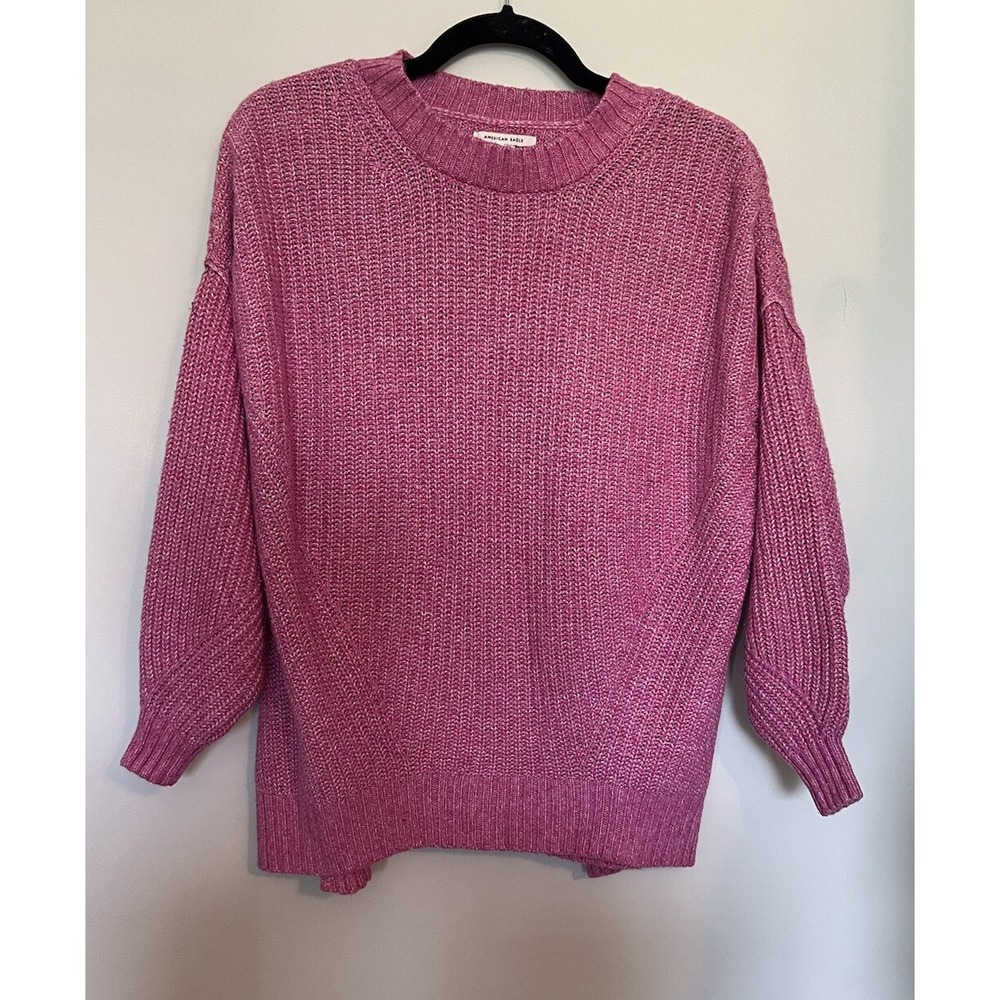 American Eagle Pink Knit Mock Neck Long Sleeve Sweater Womens Size XS